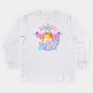 Daddy, I'm Ready / blue-pink edition Kids Long Sleeve T-Shirt